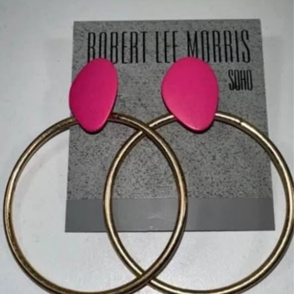 New Robert Lee Morris Soho Hot Pink Hoop Earrings
